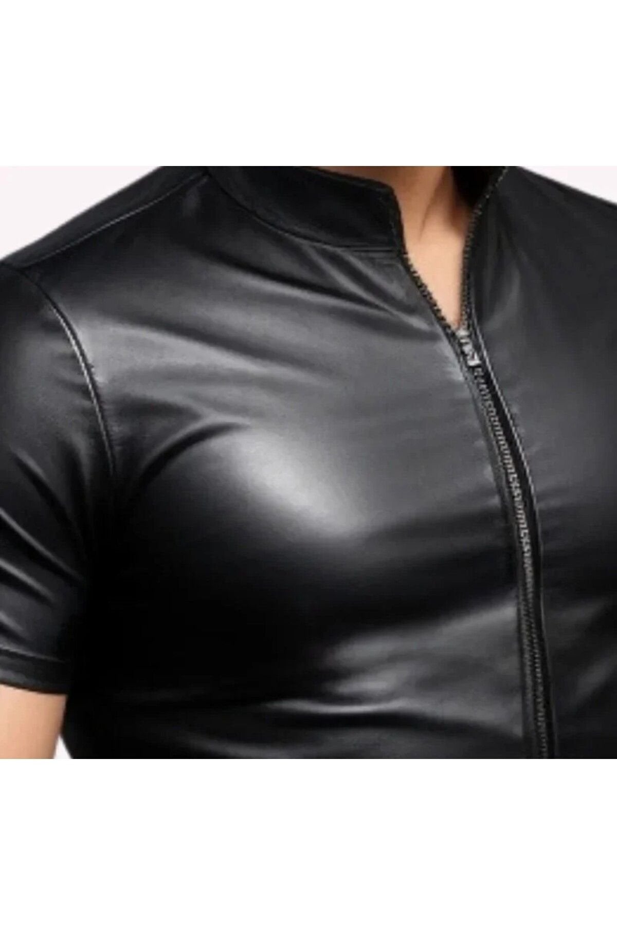 Deri gömlek erkek kısa kollu