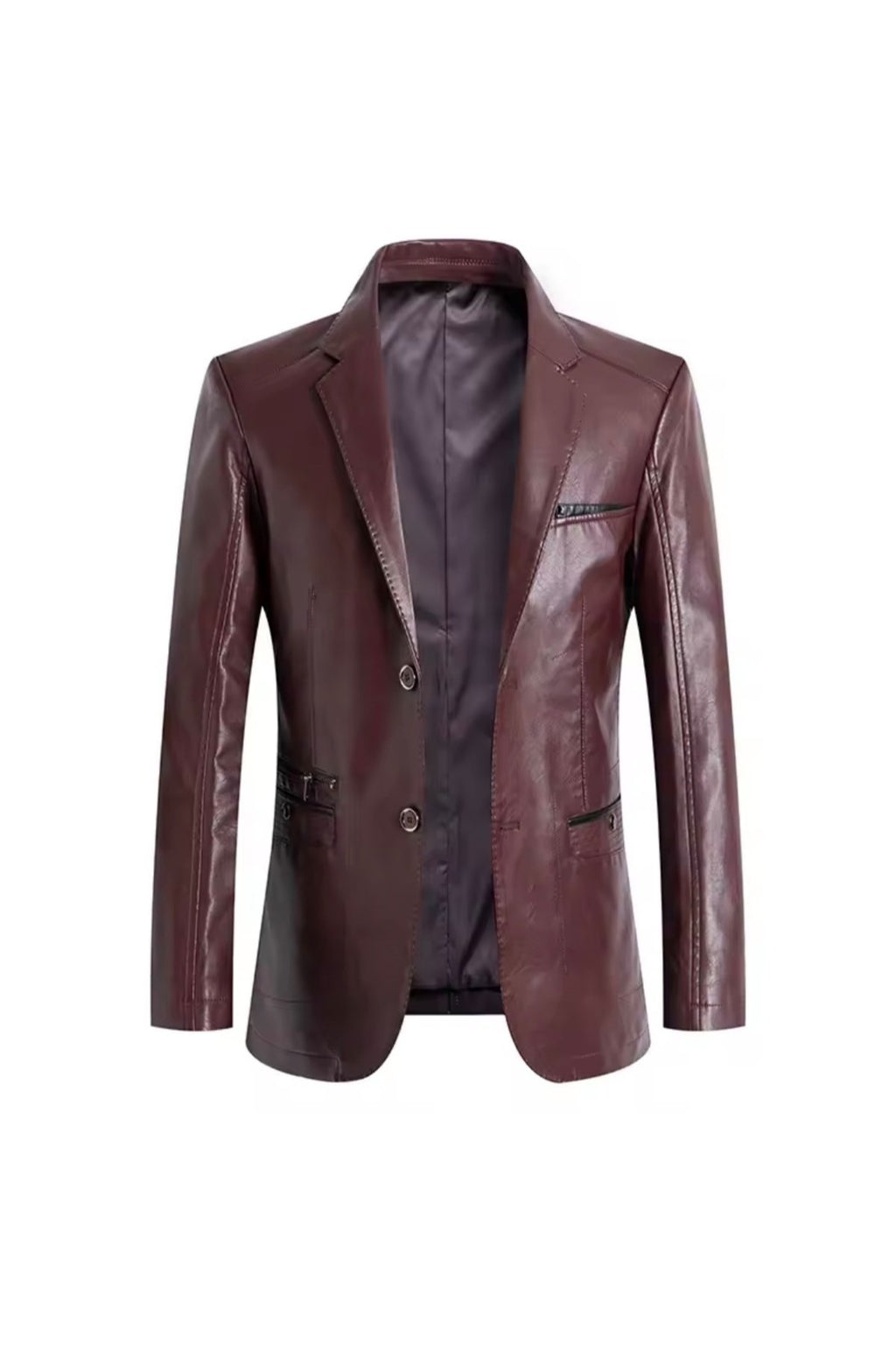 Modern Yeni Nesil Blazer Ceket Hakiki Kuzu Derisi Fermuar Cep Detaylı