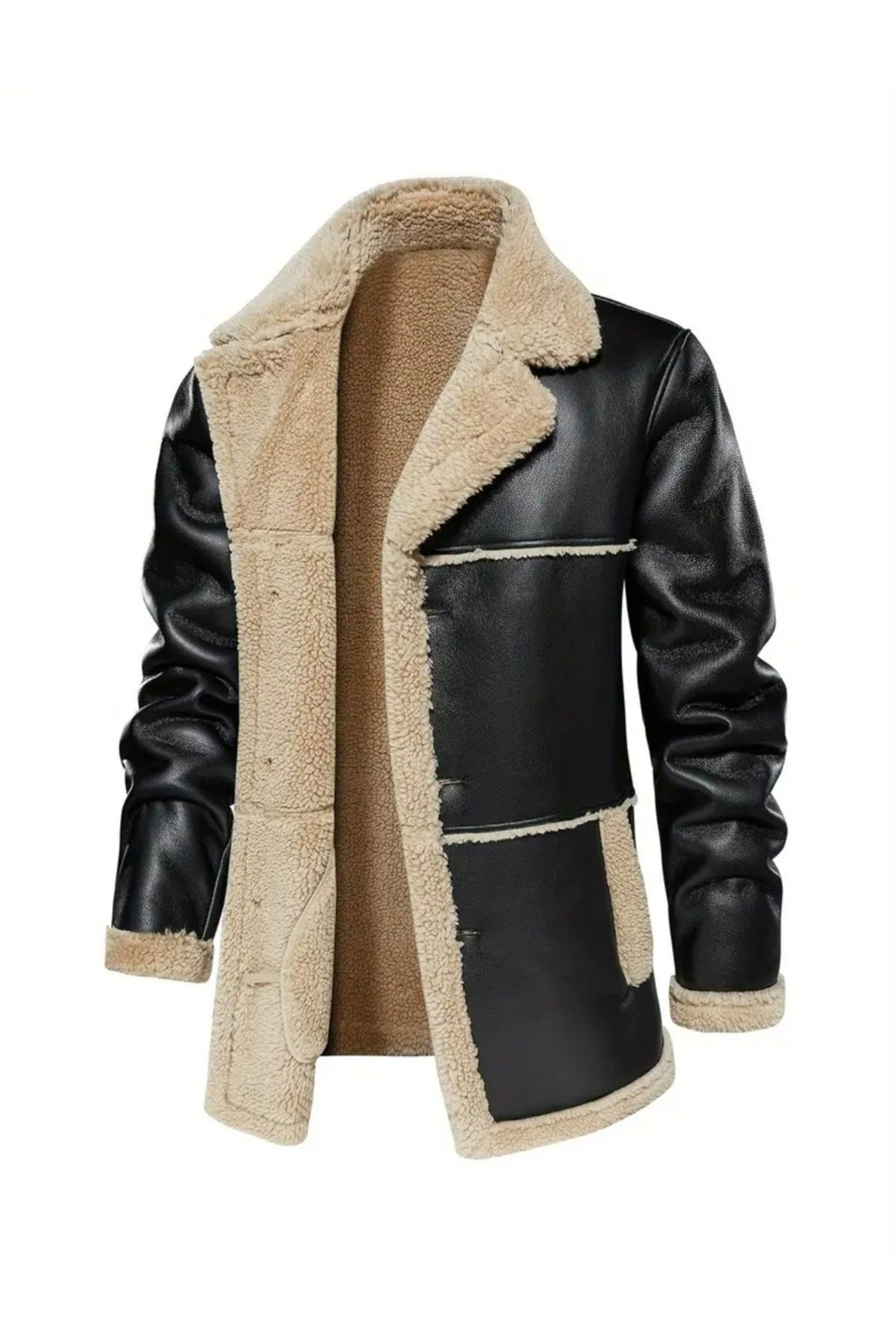 Dış Dikiş Yerleri ve İçi Kürklü Hakiki Deri Uzun Kaban Kışlık Erkek