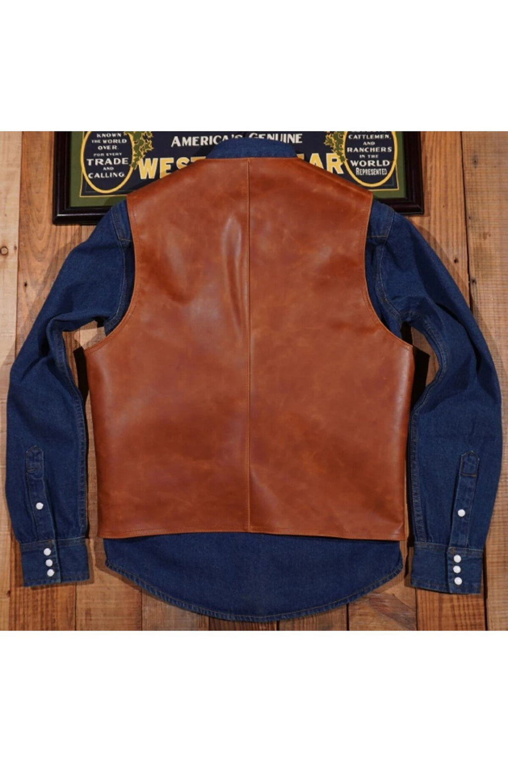 Kalın Dana derisi zik yelek dış yanlarda cep yok; içerde sağlı sollu cepler mevcuttur,