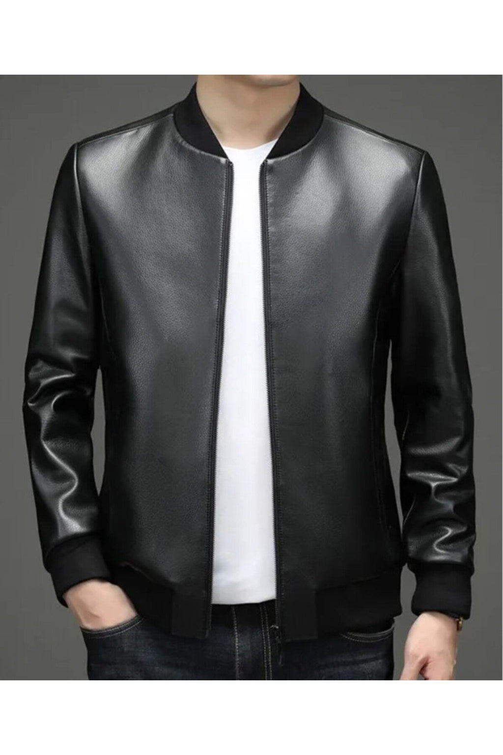 Spor hakiki deri ribanalı ceket