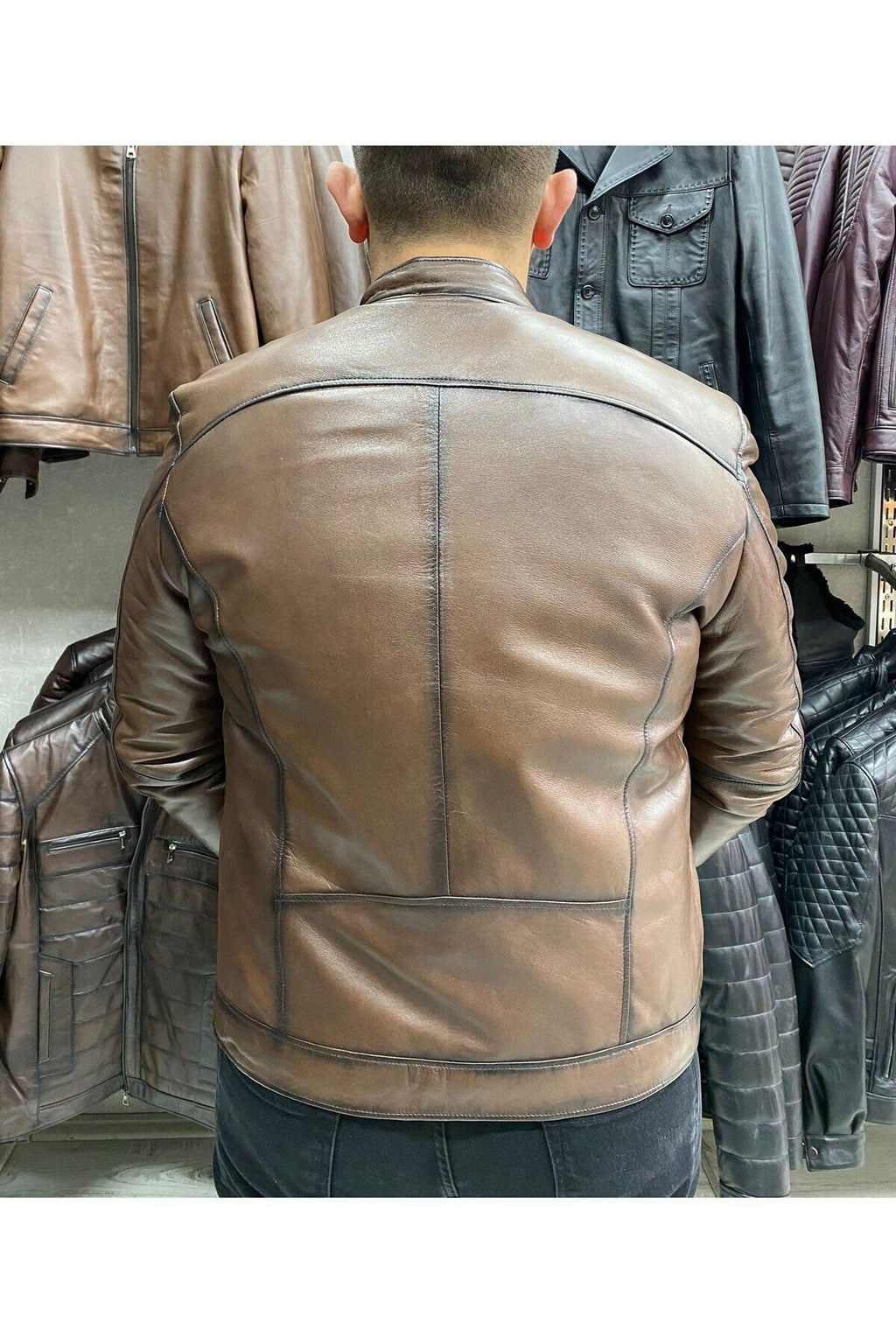 Spor Ceket Hakiki Deri Slim Fit ,Gündelik,Mevsimlik