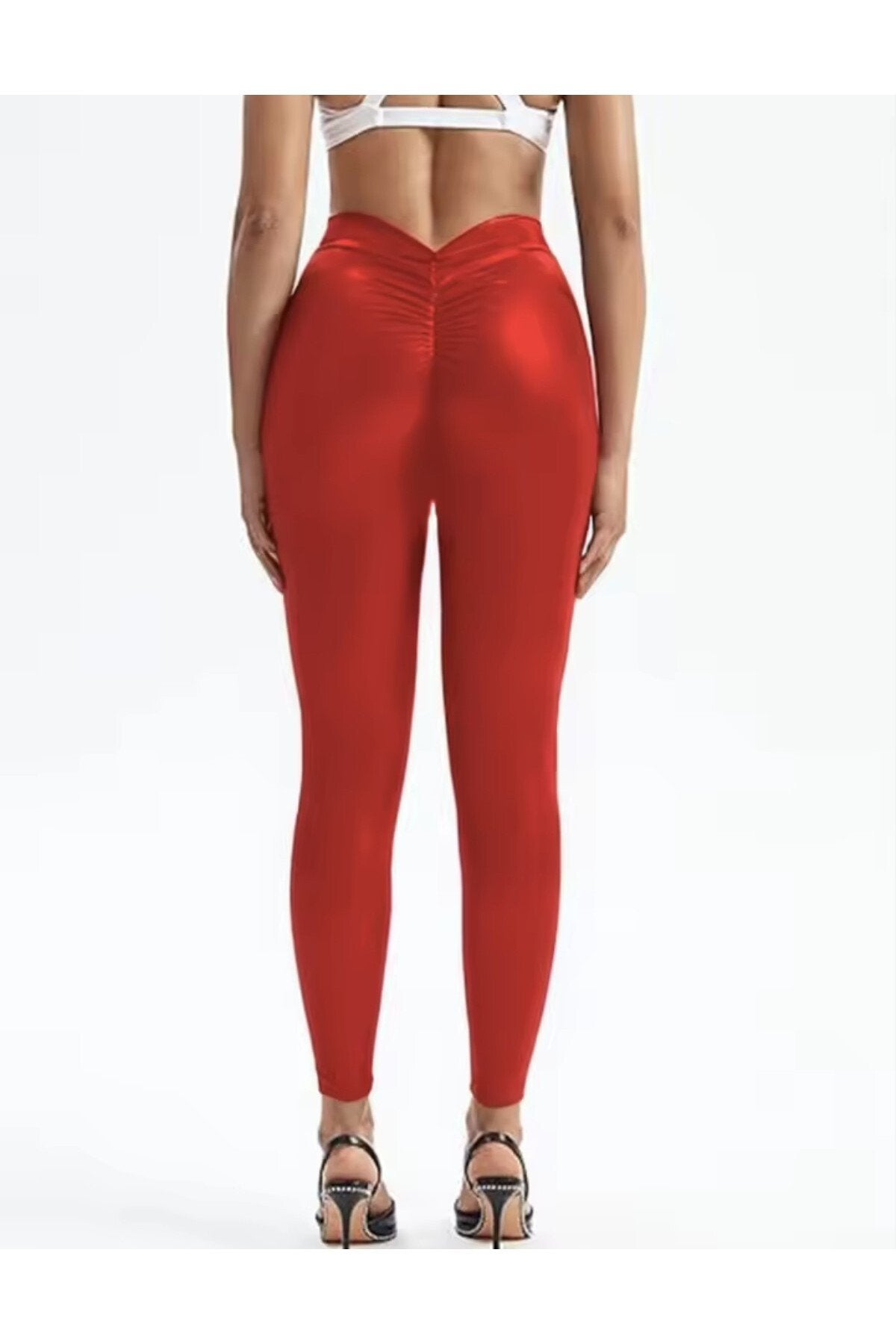 Arkası büzgülü deri tayt fitness,gece,party,gündelik,gösteri,spor lastik belli