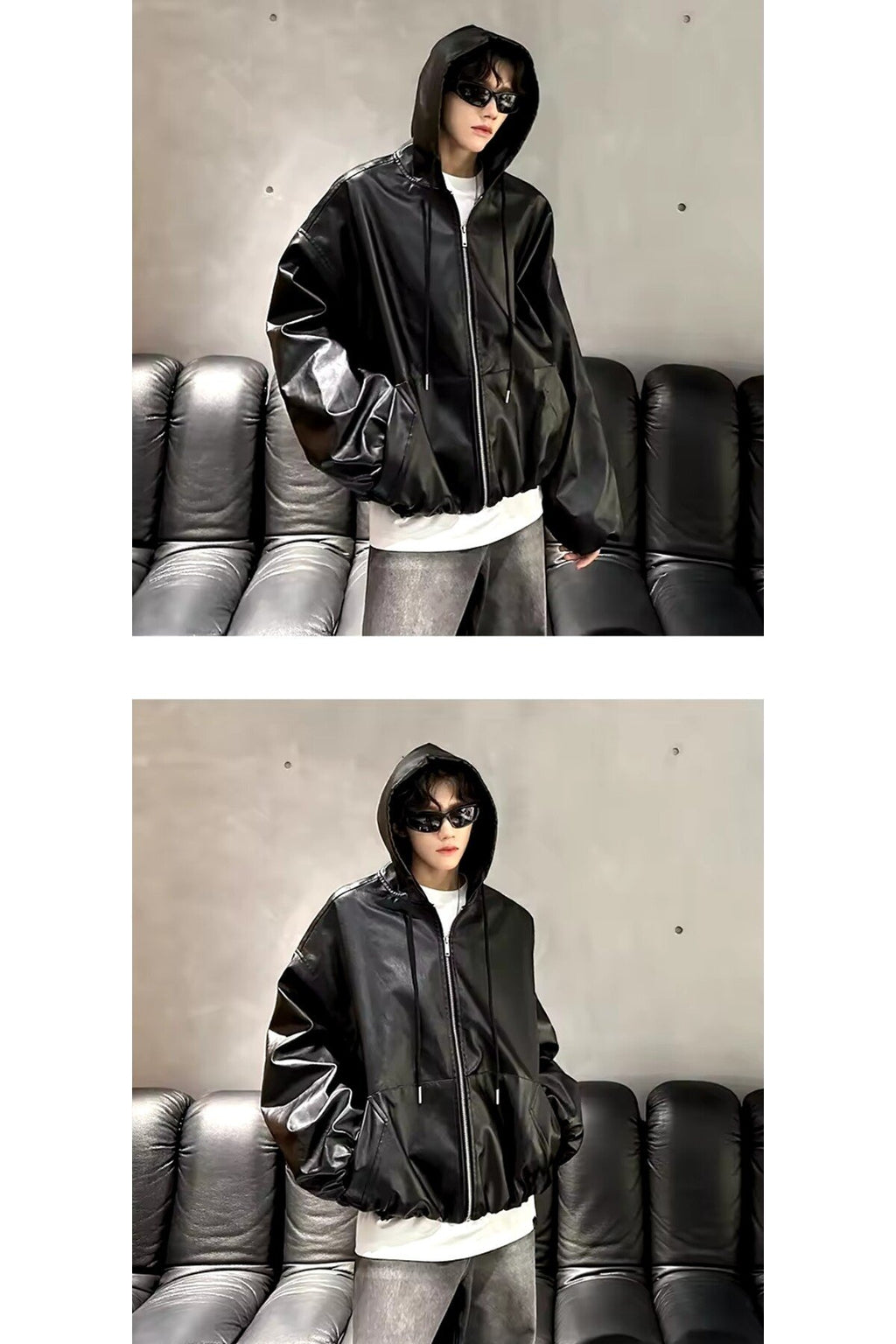 Ultra ovarsize hakiki deri unisex hip hop mont