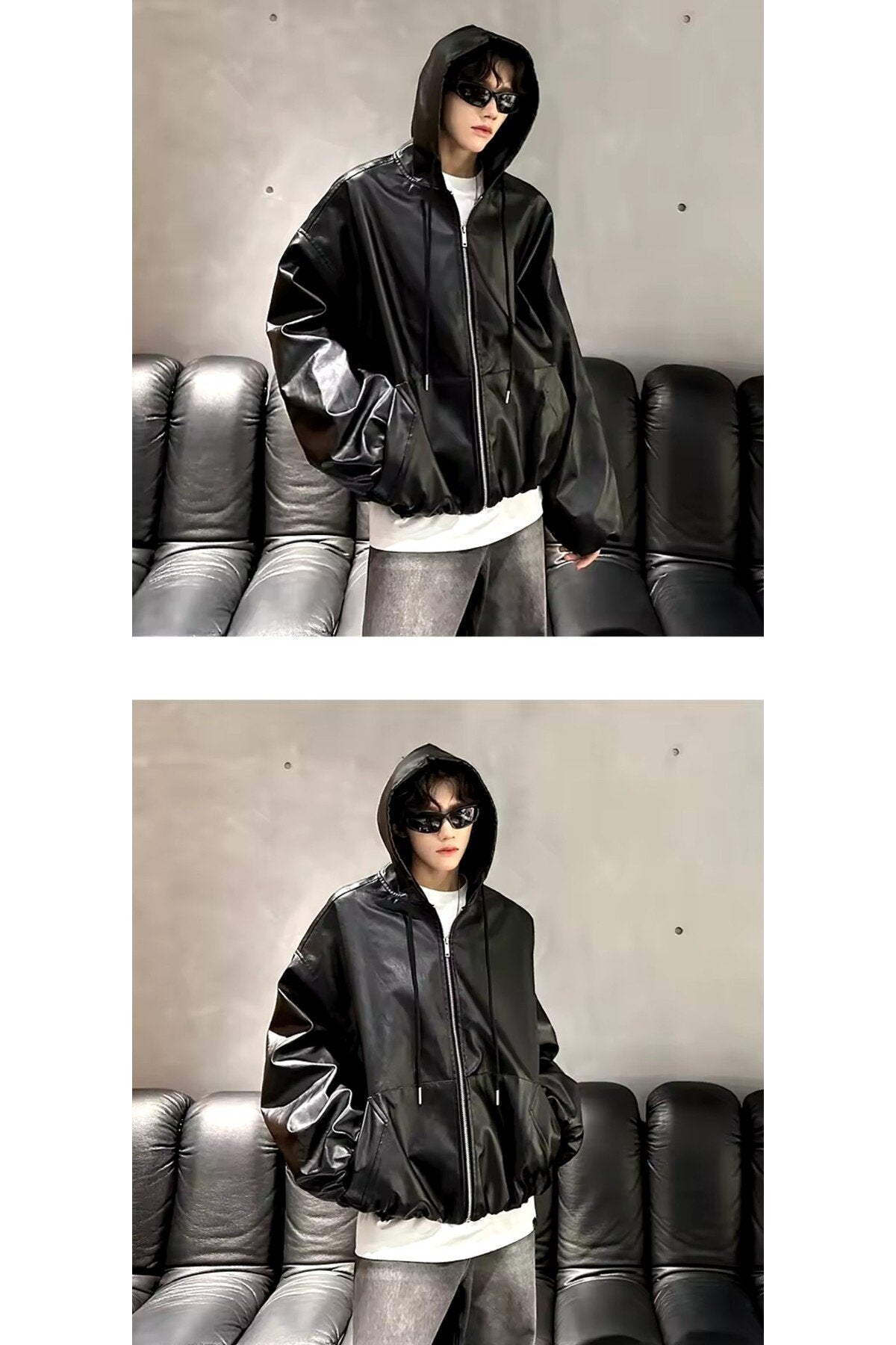 Ultra ovarsize hakiki deri unisex hip hop mont