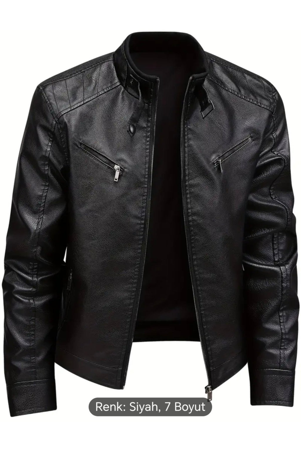 Hakim Yakası ribanalı Hakiki deri spor mont