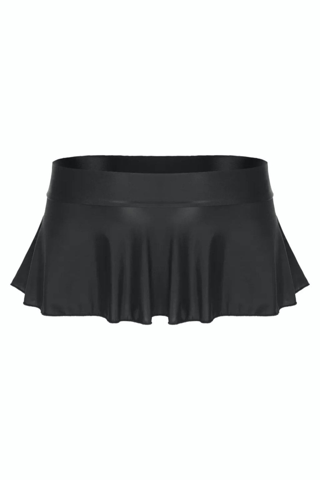 Deri Pileli Mini Etek Siyah Mat Renk