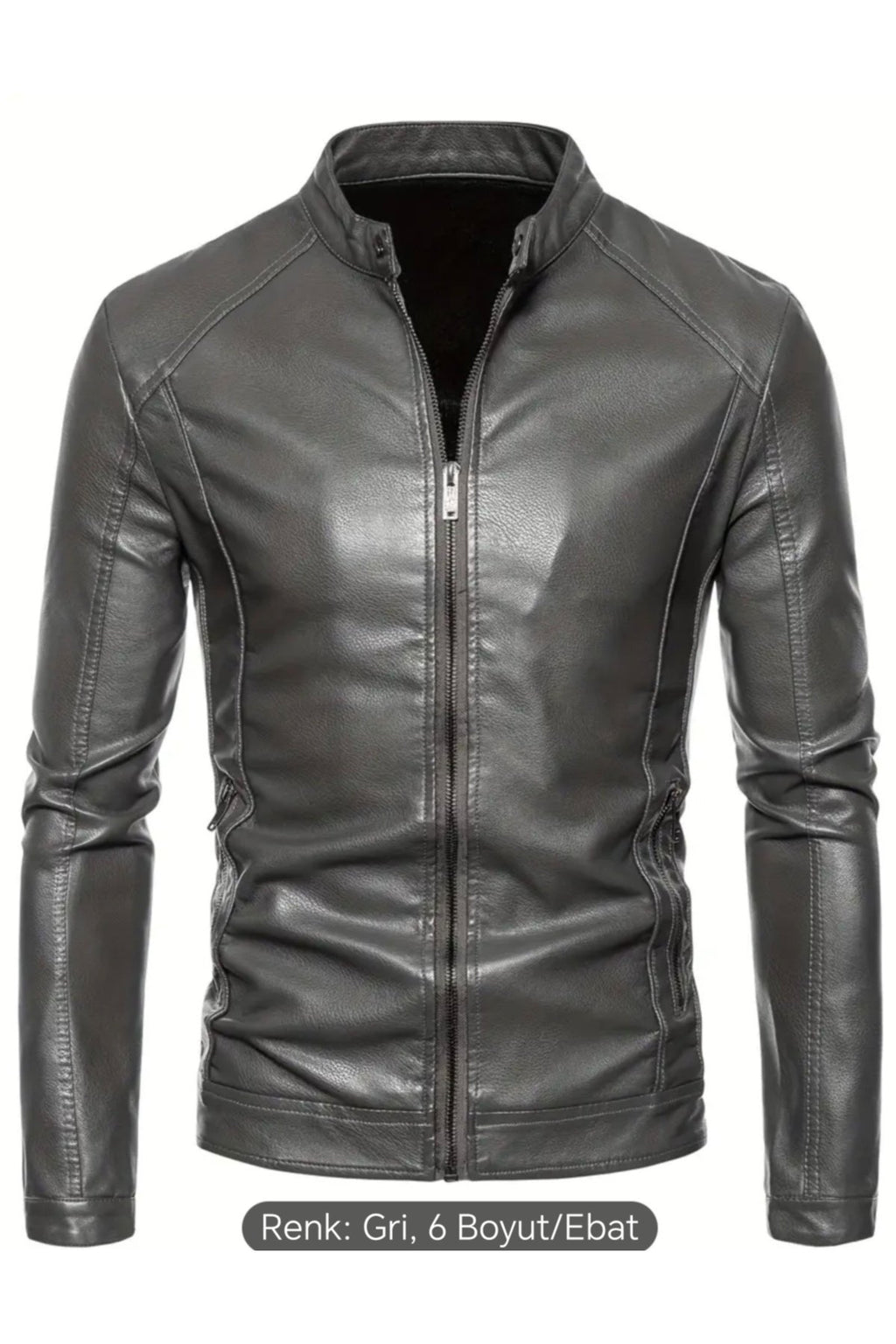 Hakiki Kuzu Derisi Spor Slim Fit Gri Renk Ceket