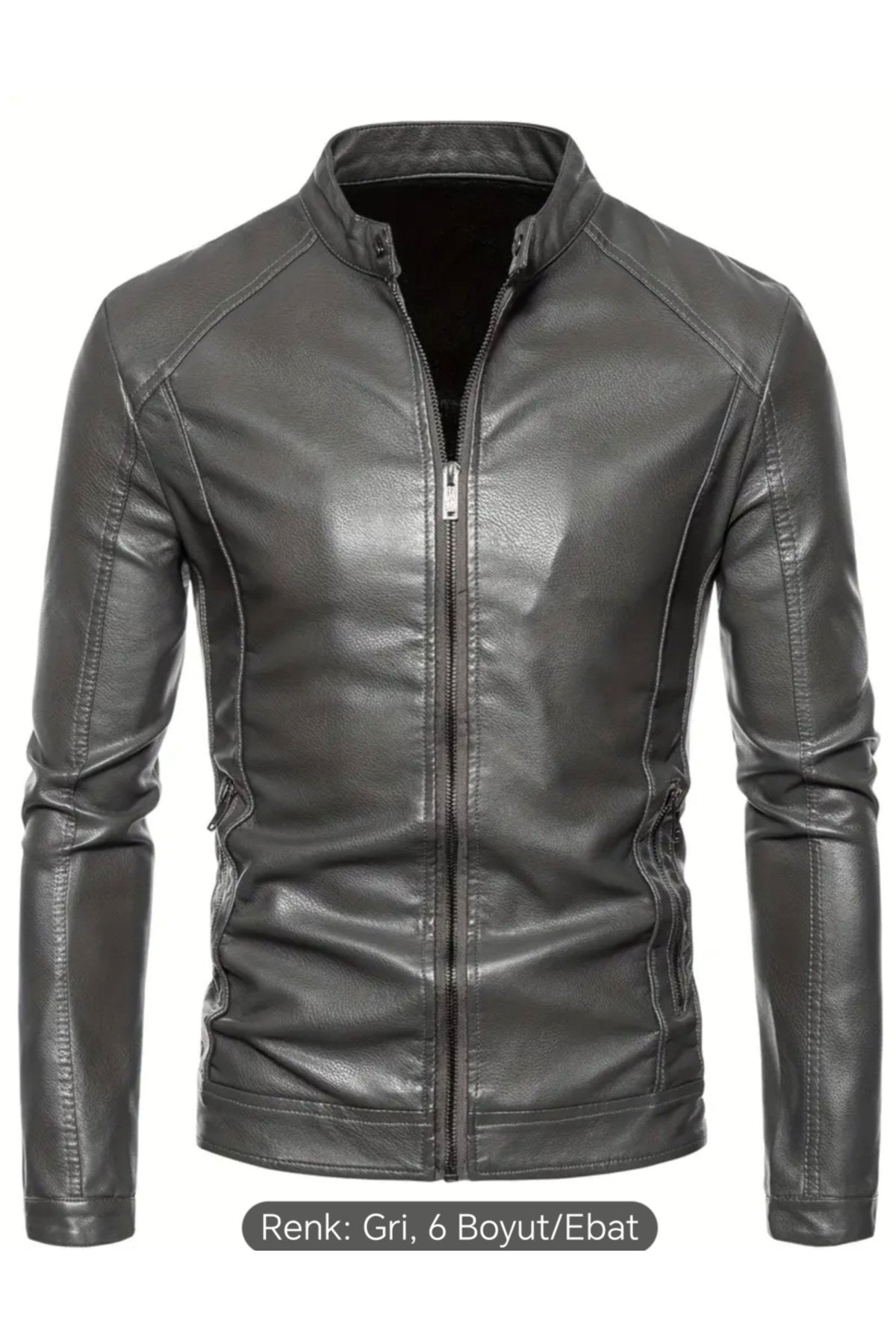 Hakiki Kuzu Derisi Spor Slim Fit Gri Renk Ceket