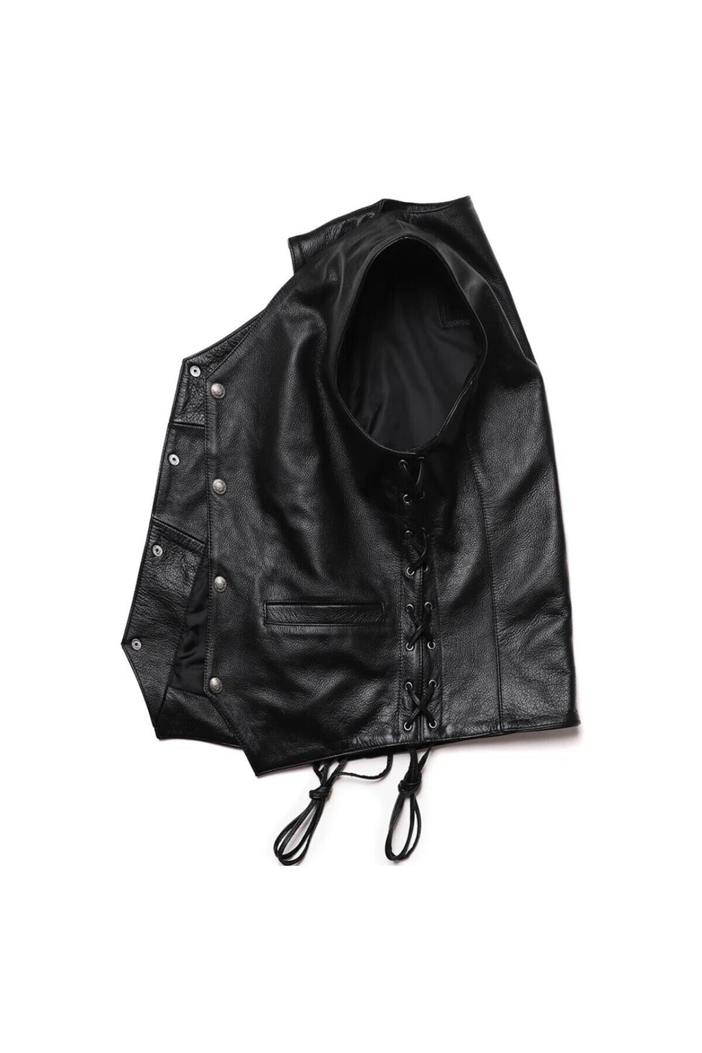 Yanları deri ip bağlamalı zik yelek hakiki deri