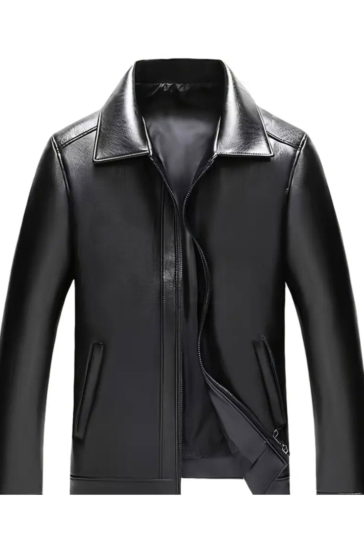 Hakiki Kalın Dana Derisi,Gömlek Yaka Mont Kaban