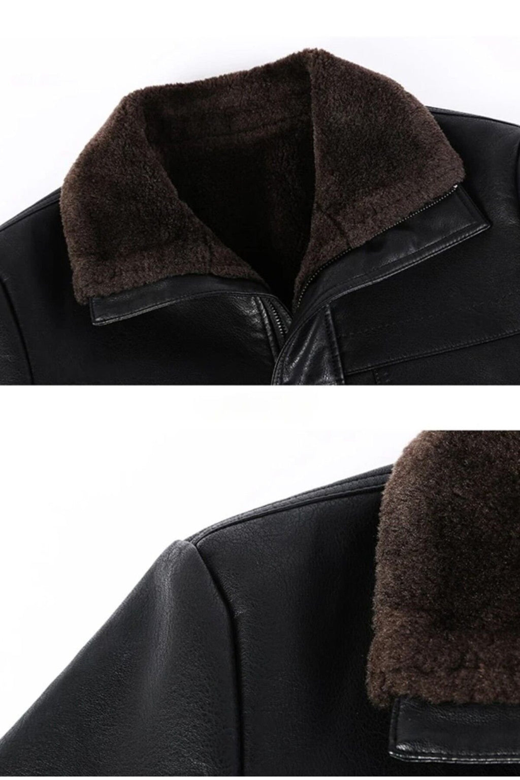 Hakiki deri İçi kürk yakası entegreli kürk mont kaban