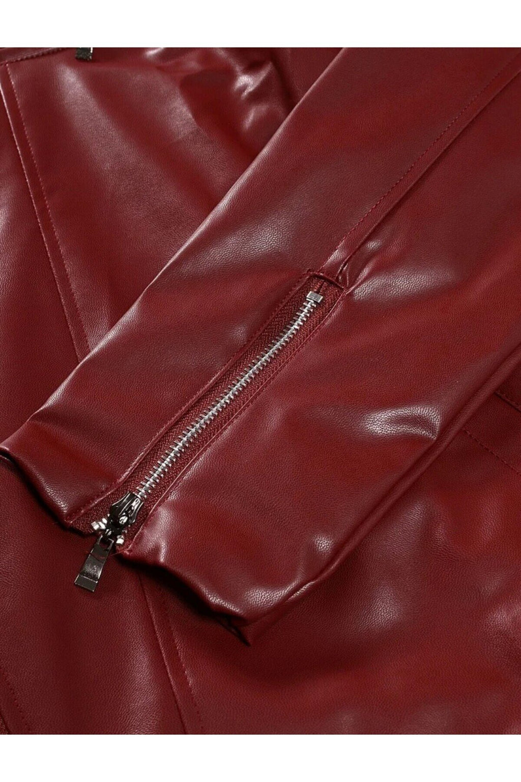 Motorcu tarzı traşlı dana derisi biker mont bordo renk