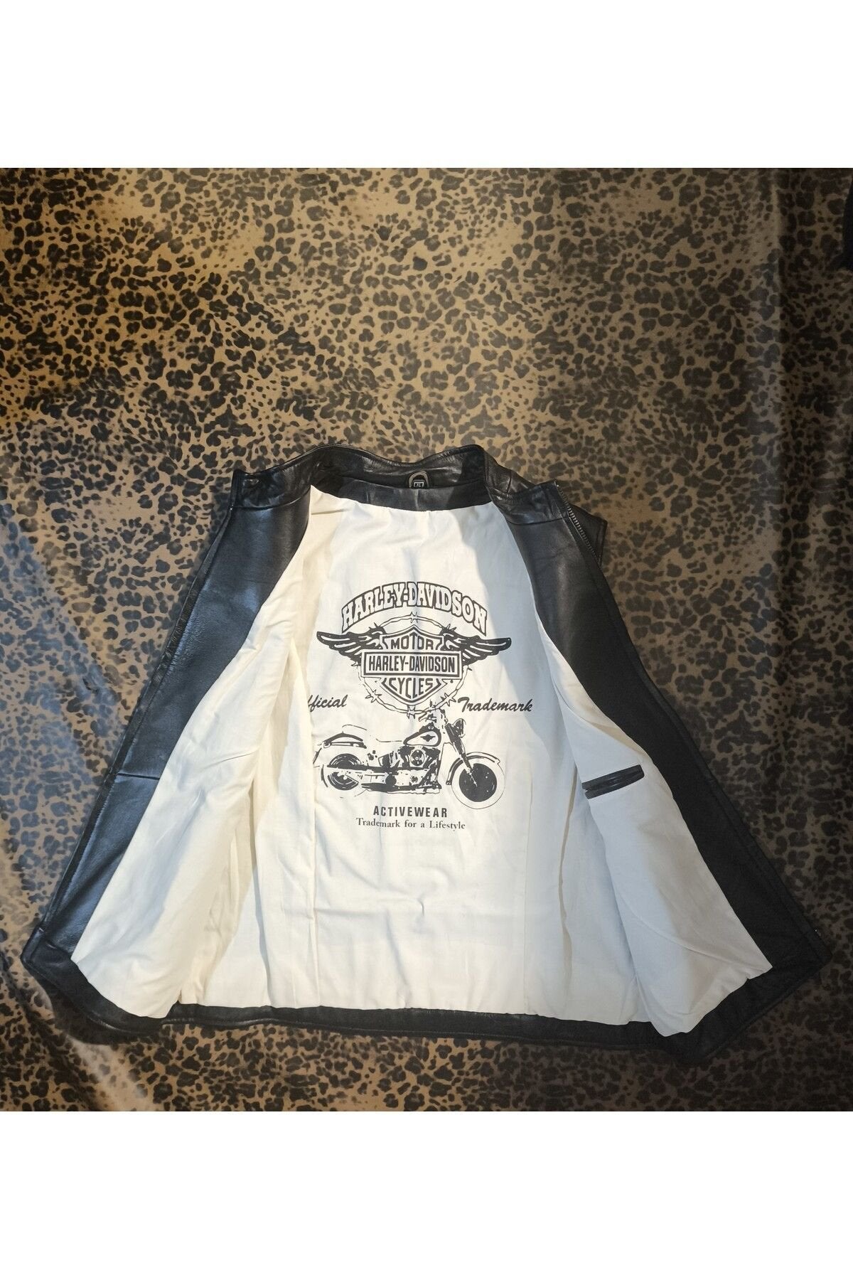 Hakiki deri Erkek yelek regular-fit motorcu tarzı eskitme