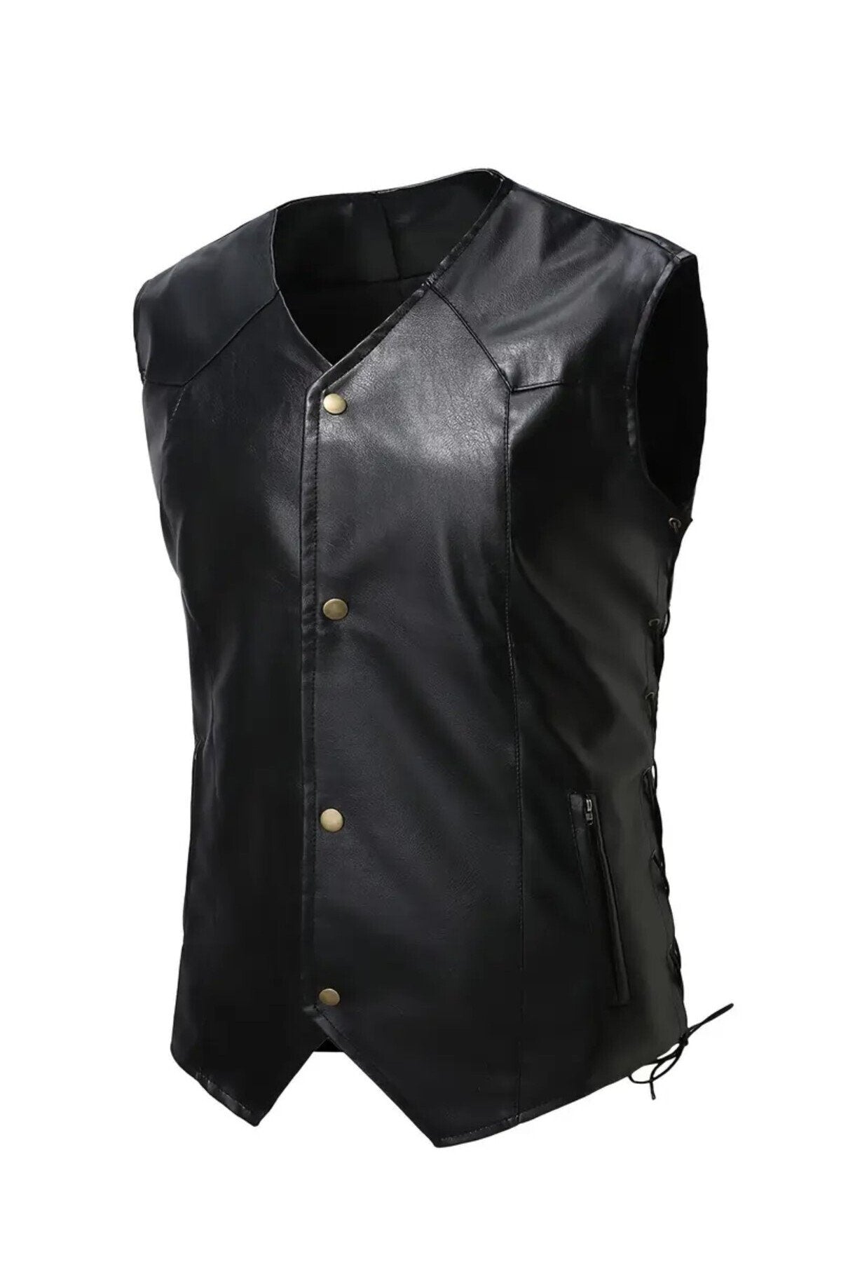 Zik Çıt Çıt Kapamalı Hakiki Deri Yelek