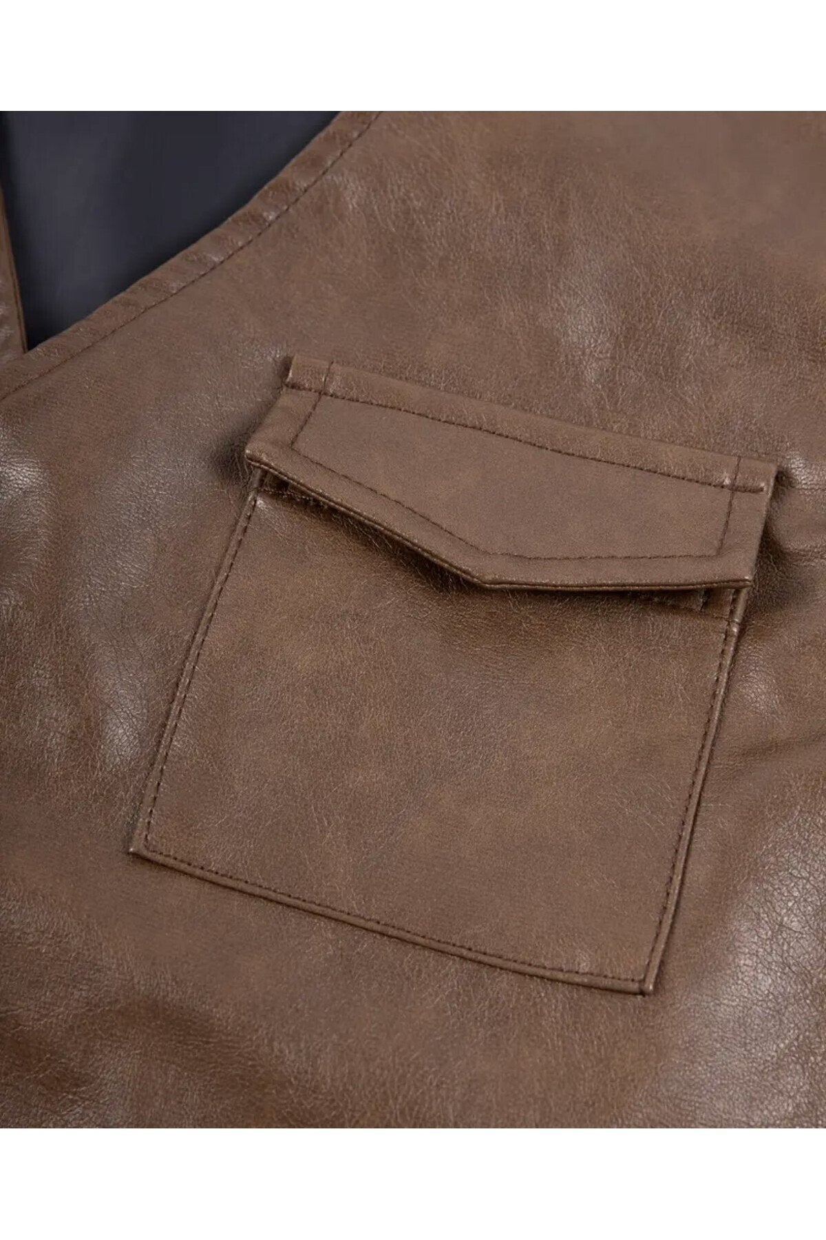 Zik Çıt Çıt Kapamalı Hakiki Deri Yelek