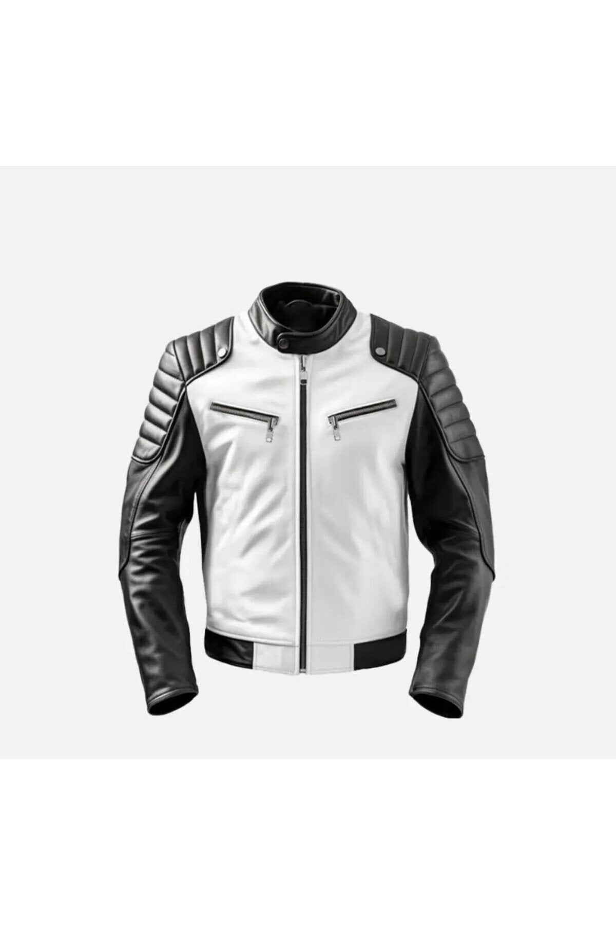 Prof Model Siyah Ve Beyaz Hakiki Koyun Derisi Entegreli Spor Mont