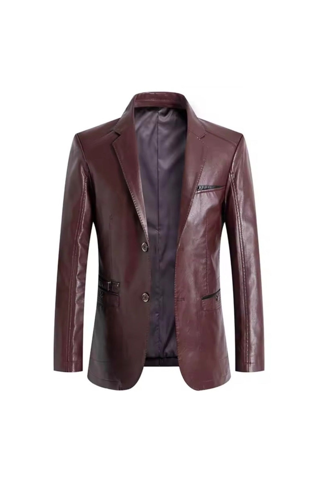 Modern Yeni Nesil Blazer Ceket Hakiki Kuzu Derisi Fermuar Cep Detaylı