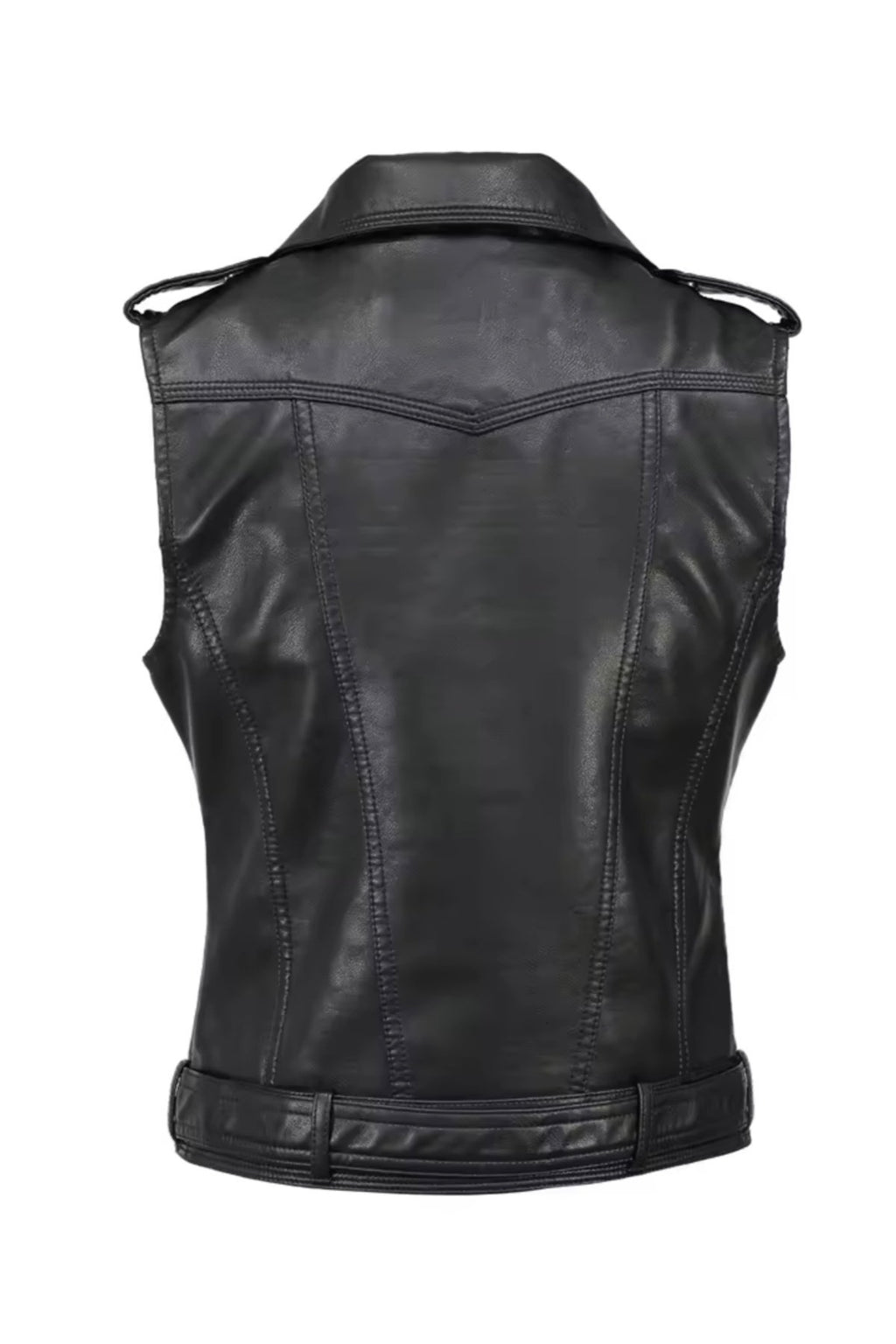 Hakiki kuzu derisi Kadın Motorcu Tarzı Biker Yelek