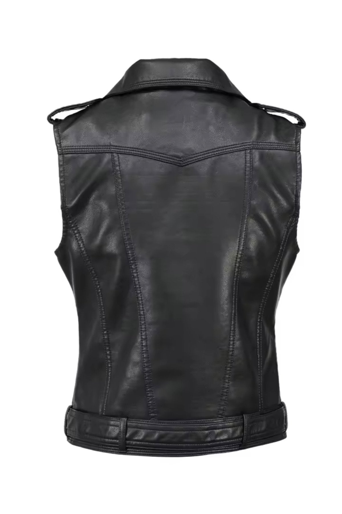 Hakiki kuzu derisi Kadın Motorcu Tarzı Biker Yelek