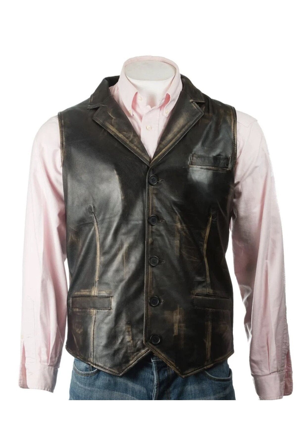 Prof Model Eskitme Yakalı Yelek Hakiki Kuzu Derisi Ayarlanabilir Arka Toka