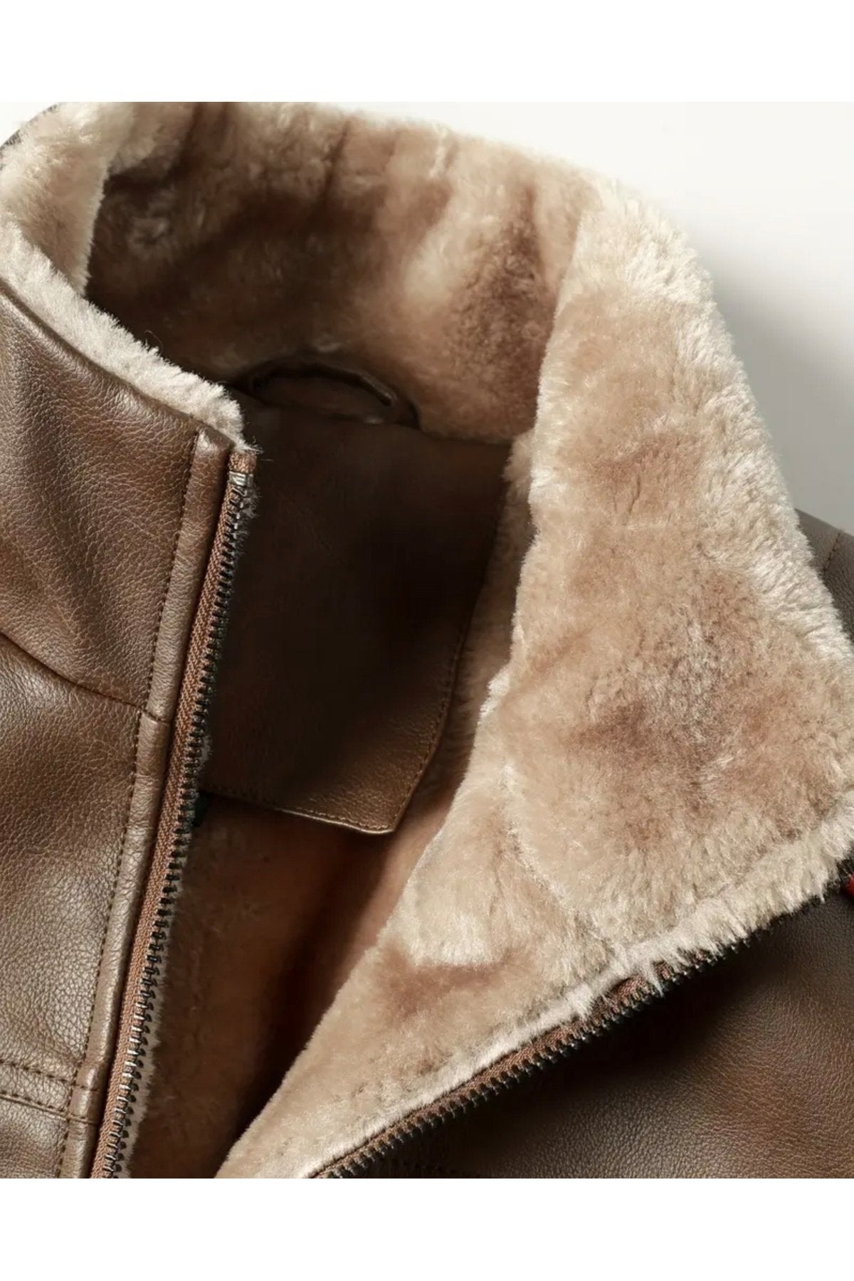 İçi Kürklü Kolları Yatay Kırmızı ve Gri Çizgili Mont