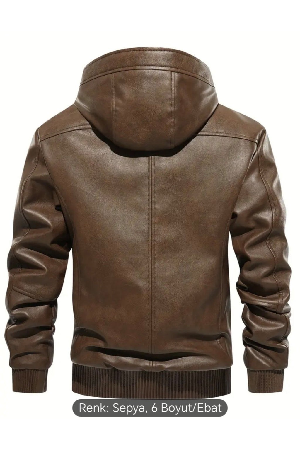 İç Kısmı Tüylü Hakiki Deri Kapüşonlu Mont