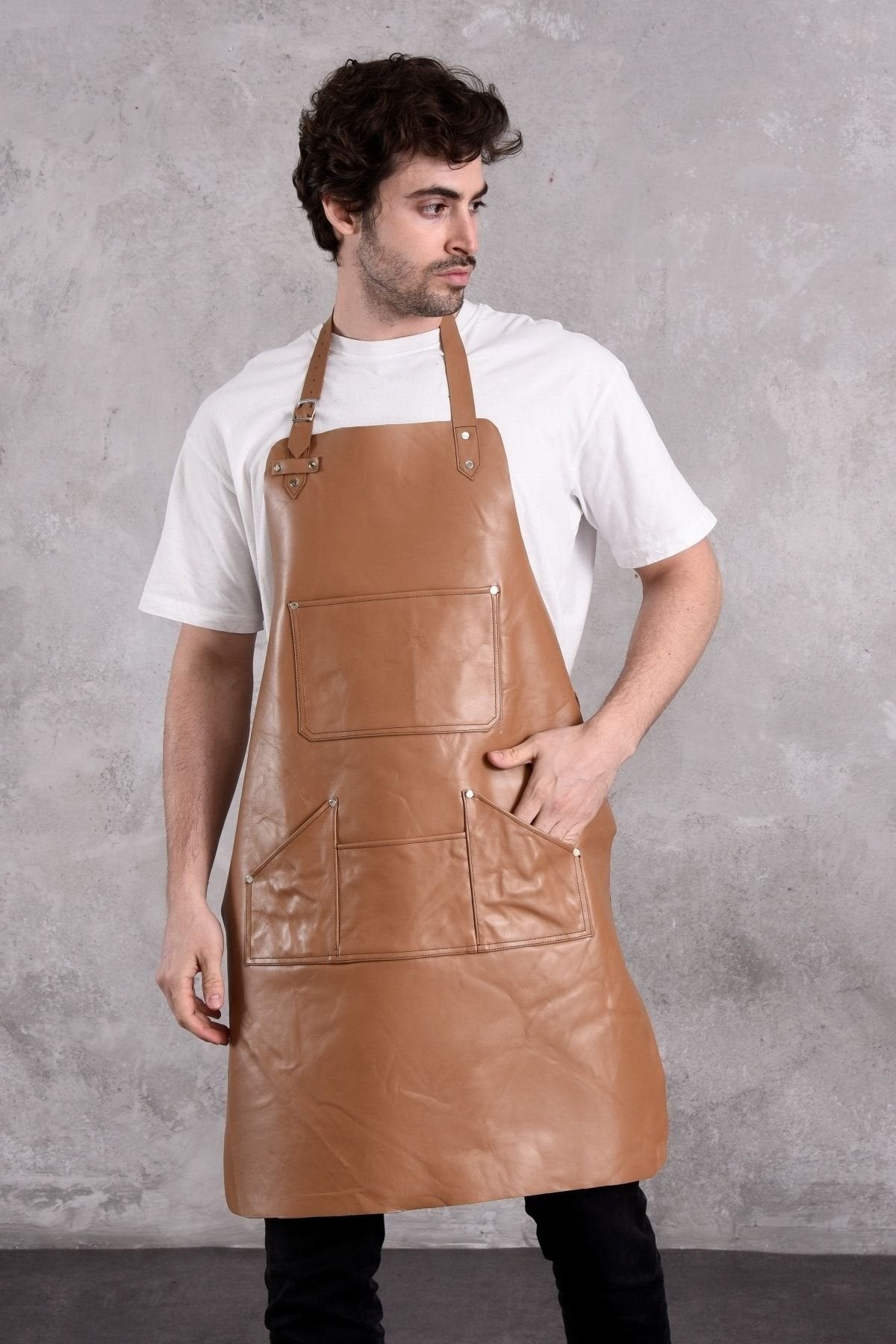 Dana Derisi Önlük Taba Renk Erkek