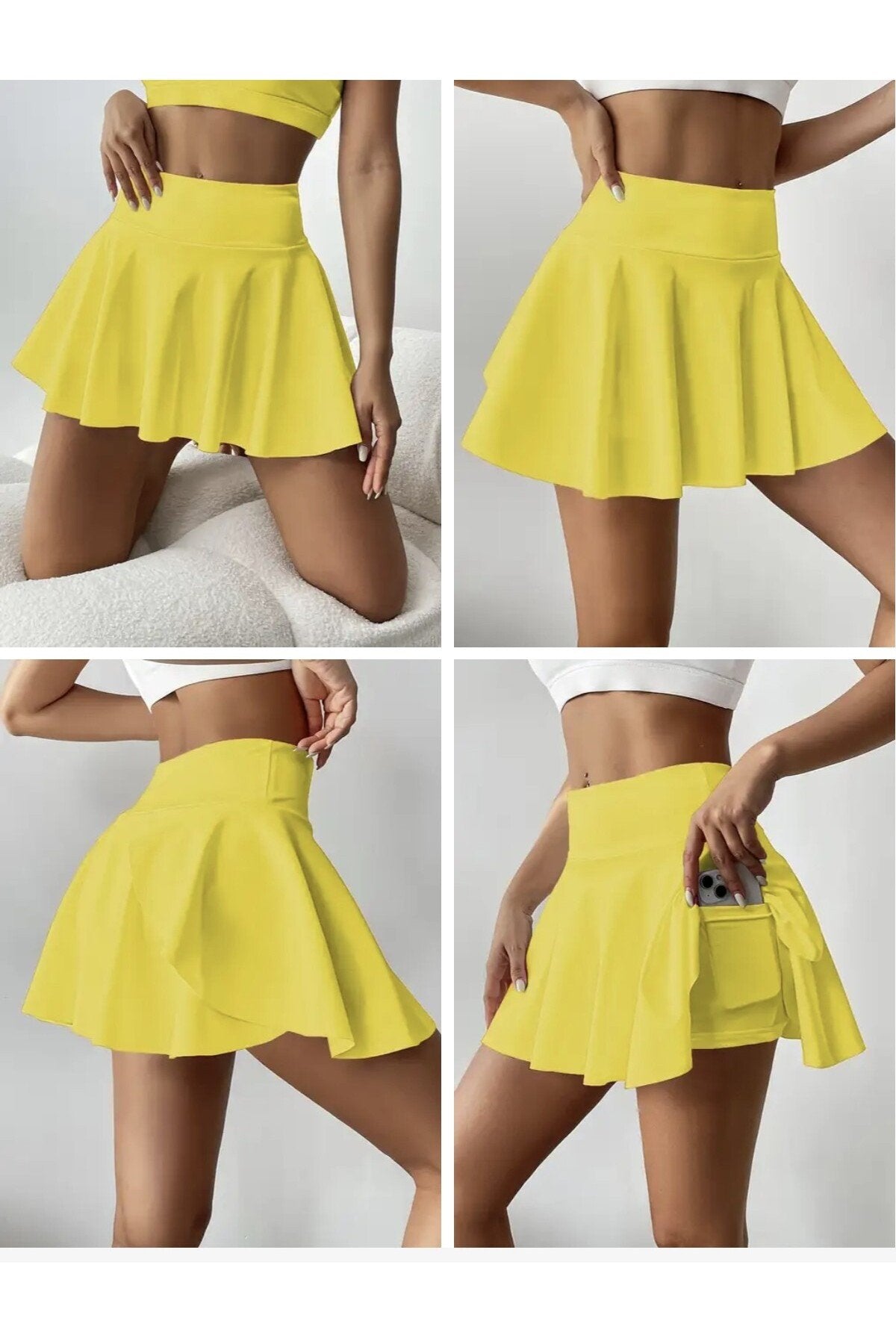 Şortlu Etek Yüksek Bel Mayo Altı