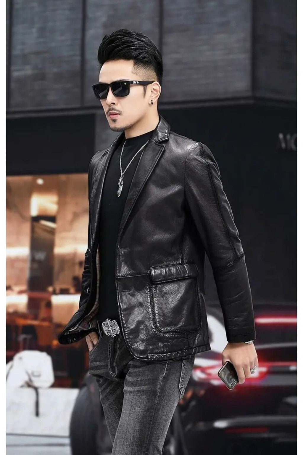 Hakiki deri slim fit erkek ceket