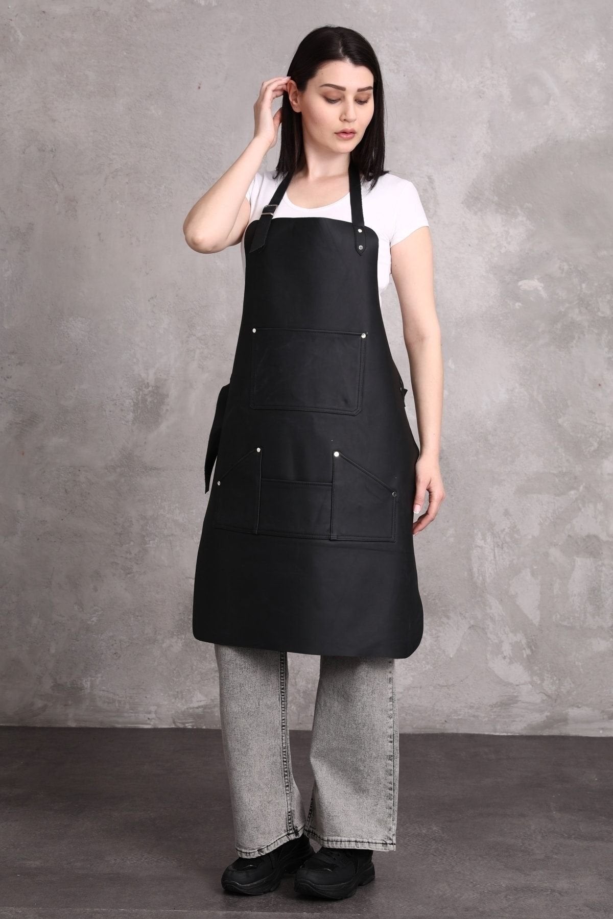 Dana Derisi Önlük Siyah Renk