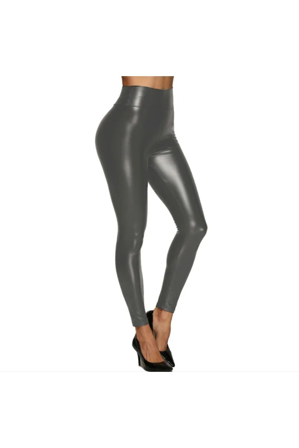 Deri suni deri yüksek bel tayt