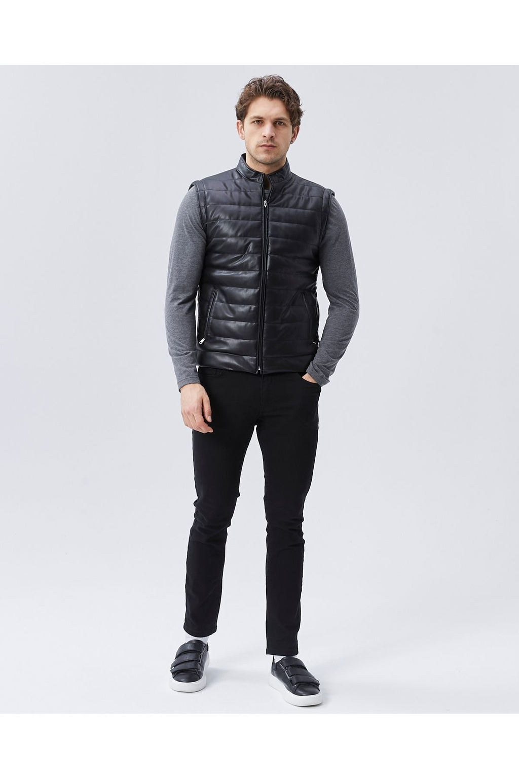 Pu deri siyah mat yelek