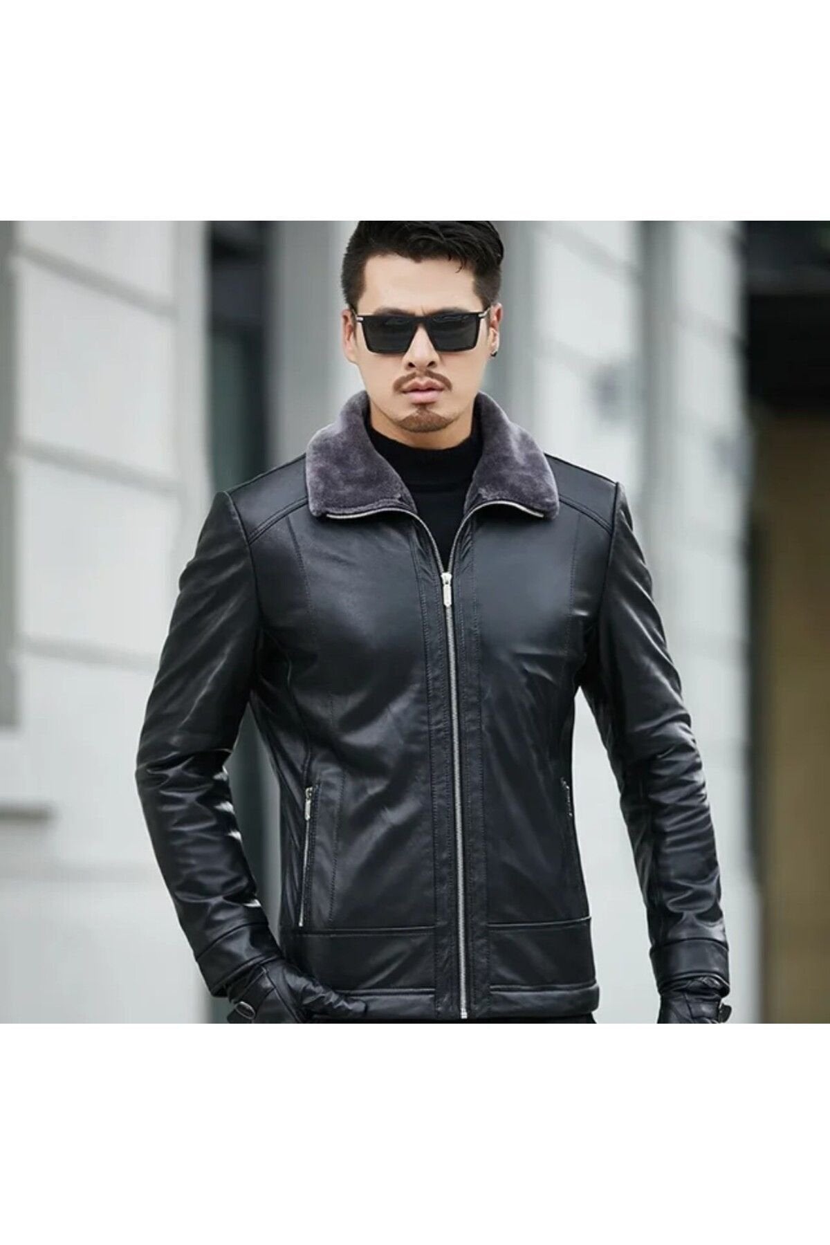 Hakiki Koyun Derisi İçi Yakası Kürk Erkek Mont