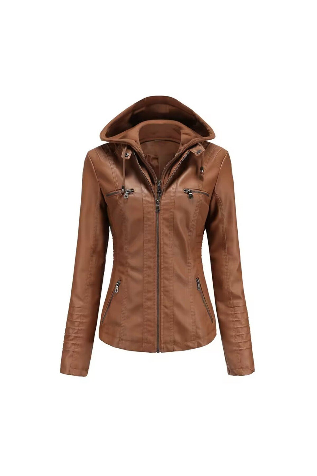 Kadın Ceket Hakiki Kuzu Derisi Kapüşonlu