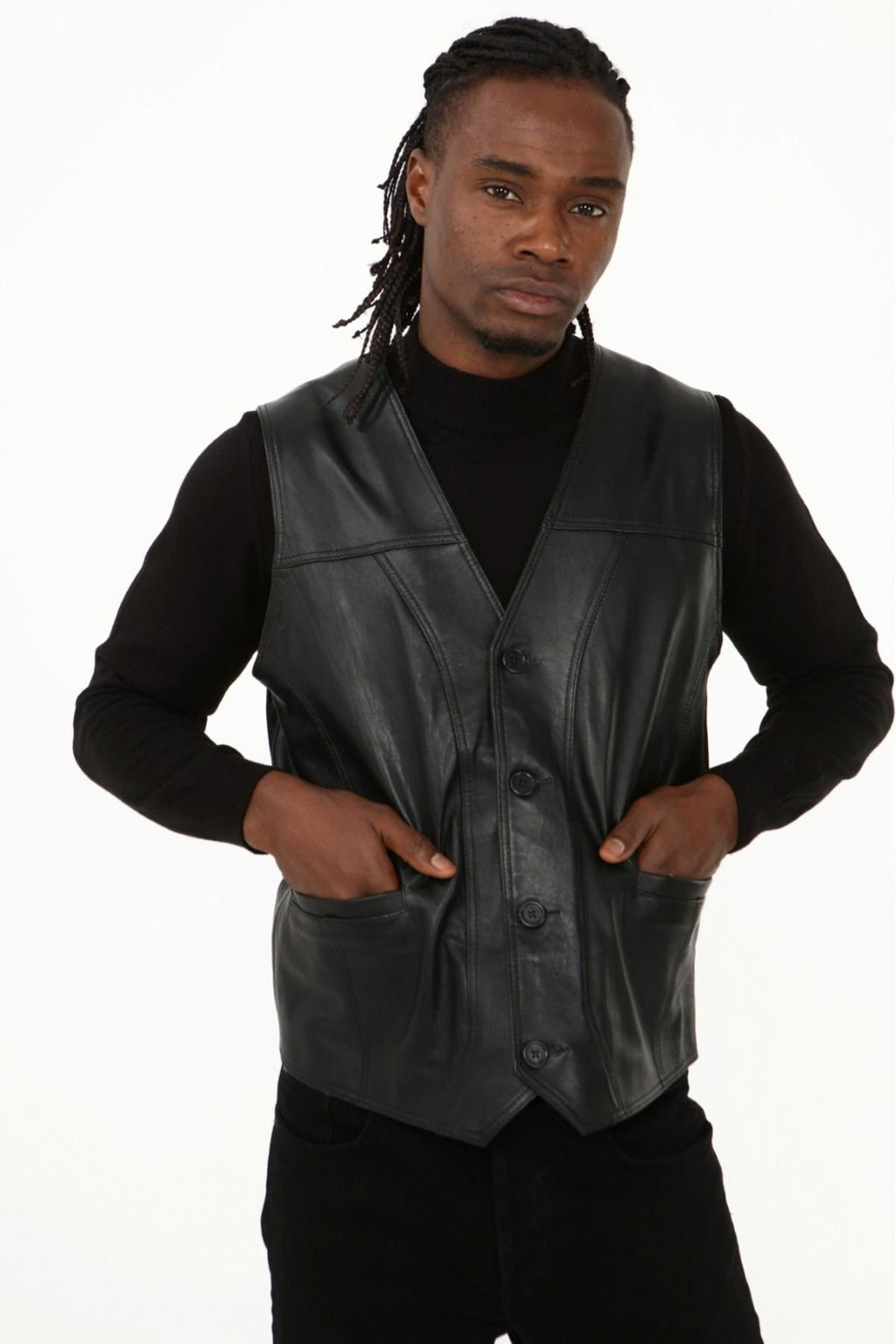 Klasik hakiki kuzu derisi yelek rahat kesim