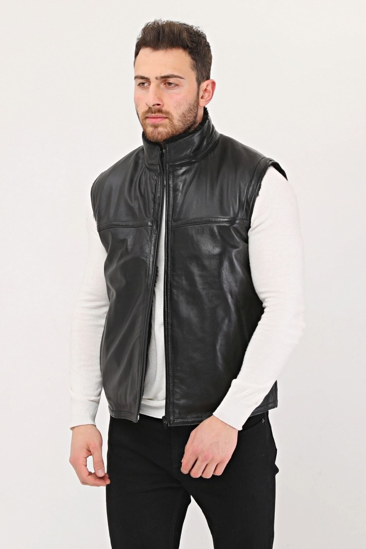 Hakiki Koyun derisi kürklü hakim yaka ve içi kürk yelek