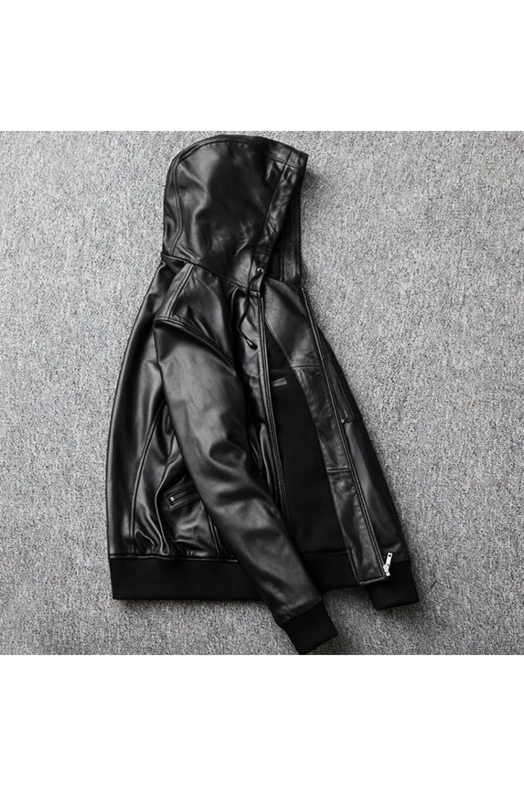 Kapüşonlu kuzu derisi mont