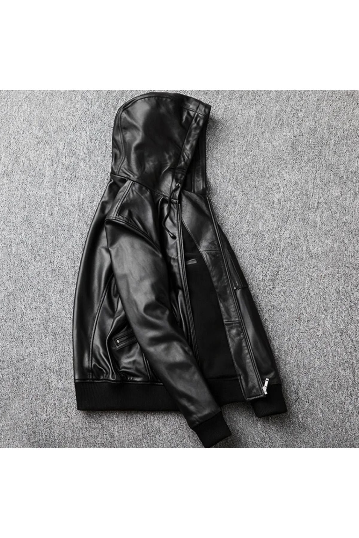 Kapüşonlu kuzu derisi mont