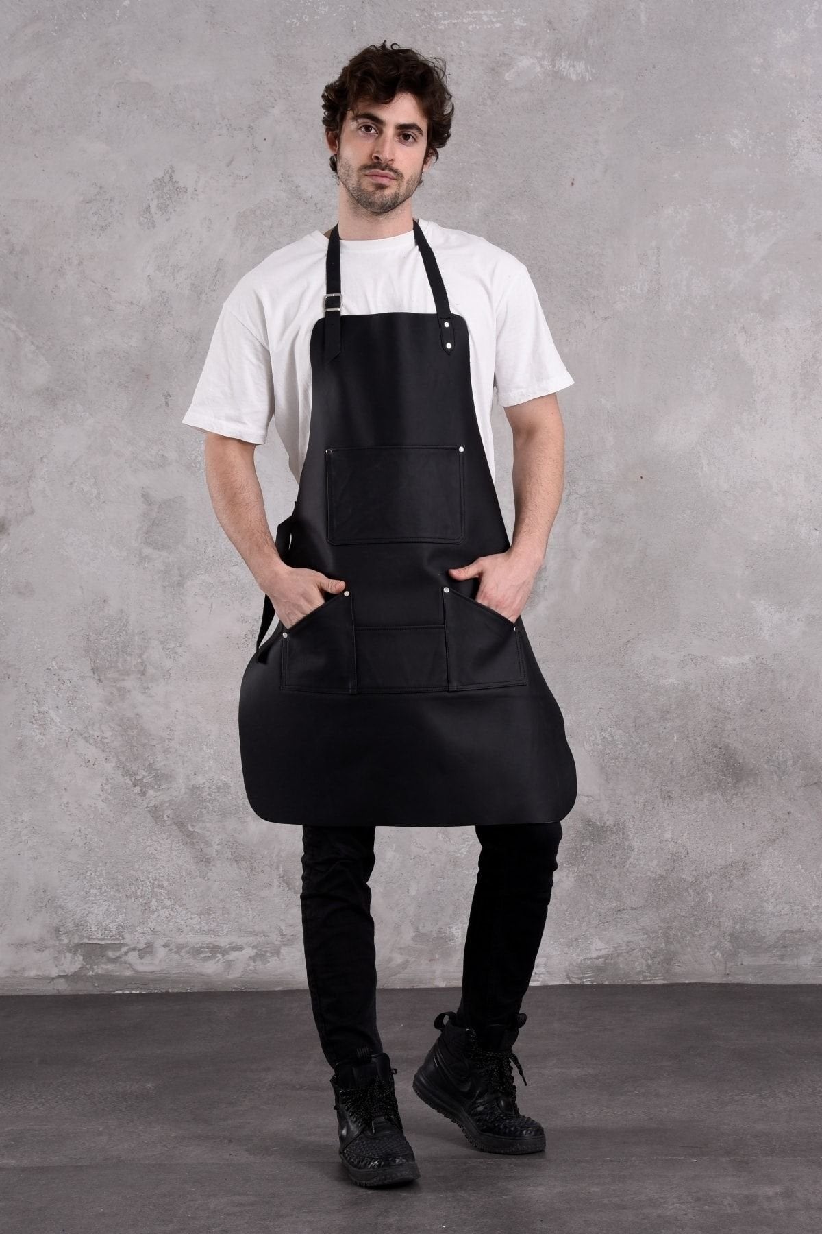 Dana Derisi Önlük Siyah Renk Erkek