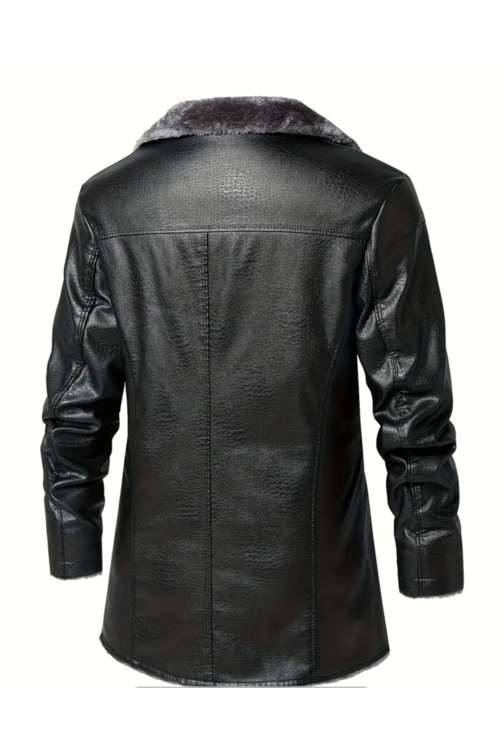 İçi ve Yaka Kenarları Tüylü Uzun Hakiki Deri Kaban