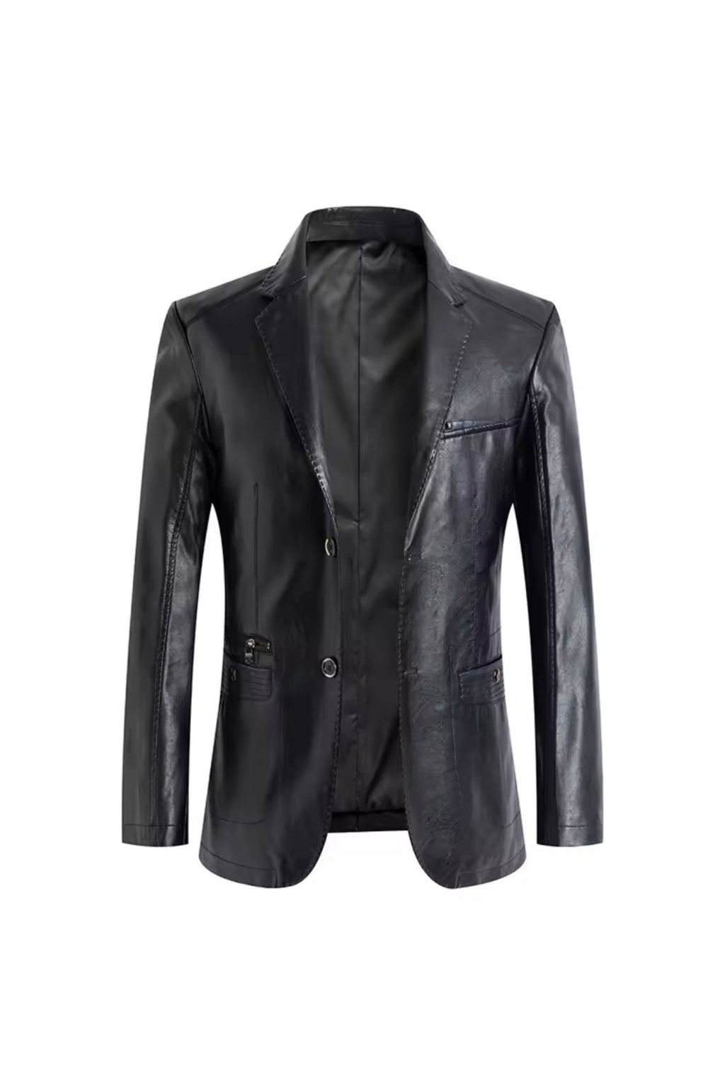 Modern Yeni Nesil Blazer Ceket Hakiki Kuzu Derisi Fermuar Cep Detaylı