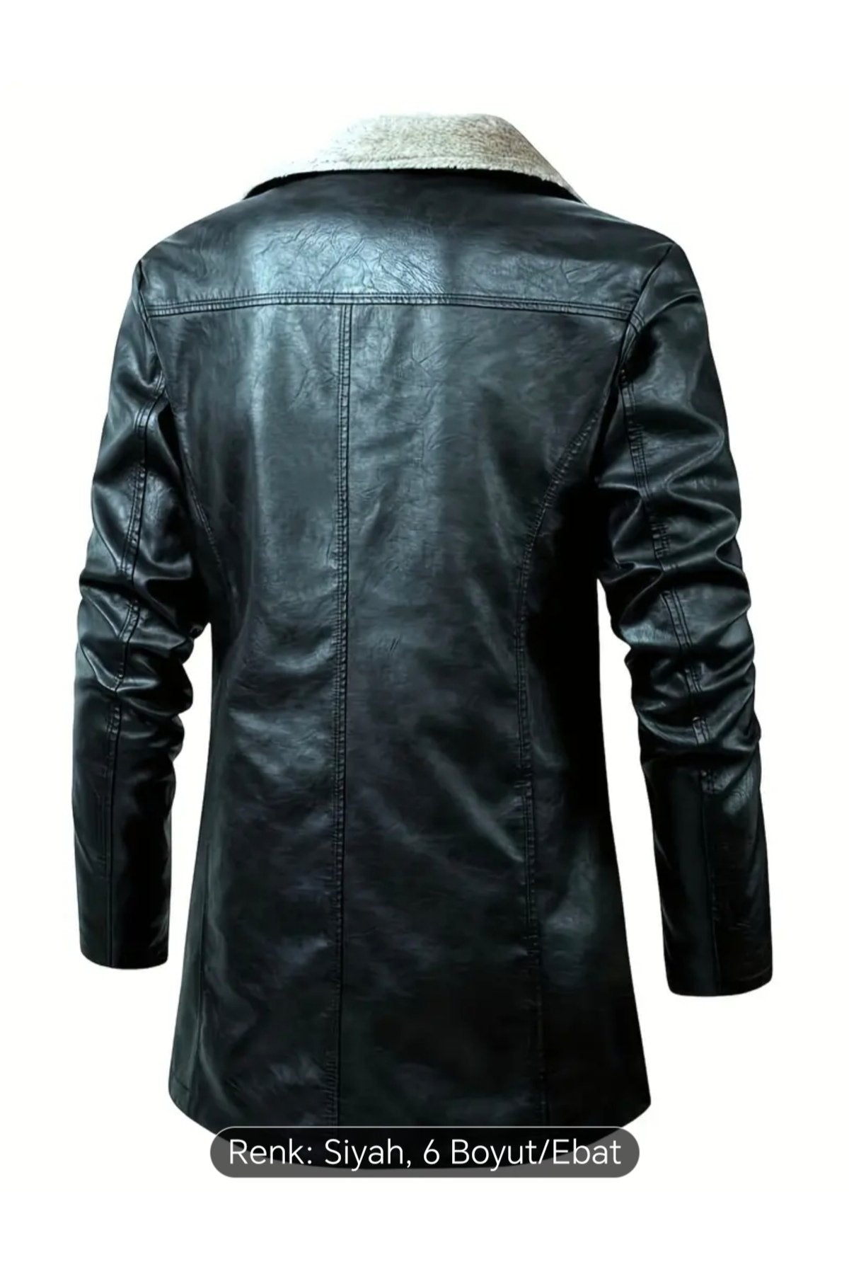 Cepleri Kapaklı Hakiki Koyun Derisi Uzun Kaban İçi ve Yakası Kürklü