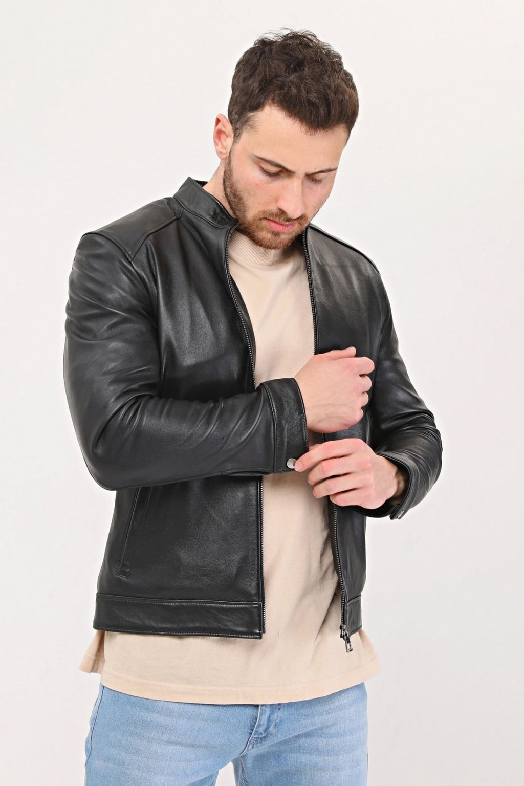 Hakiki Deri Siyah Düz Ceket