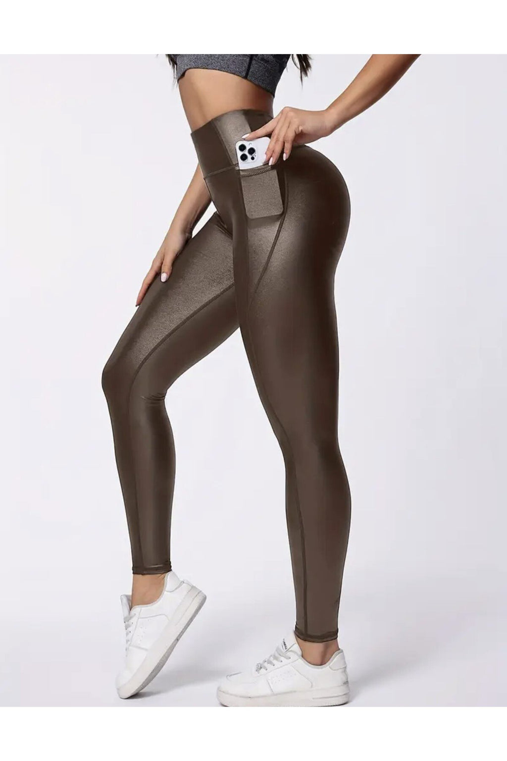 Trekking Spor Deri Tayt Yüksek Bel ve Cepli