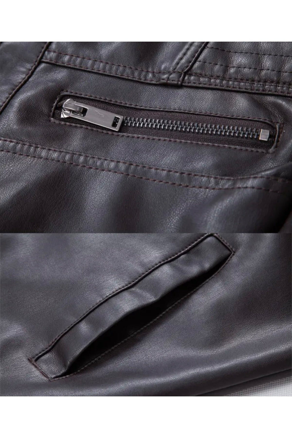 Omuzları ve Kolları Dikiş Detaylı Hakiki Kuzu Derisi Motorcu Mont