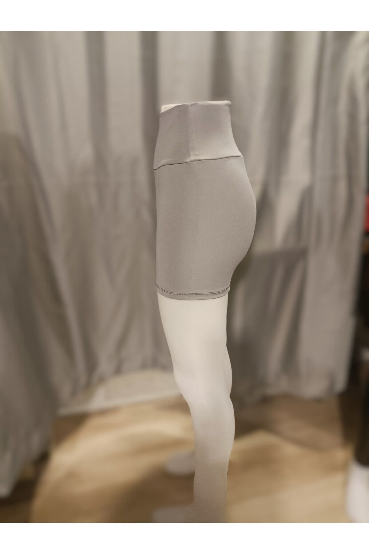 İnce Mikro Şort Tayt Toparlayıcı Yüksel Bel Light Gri Renk