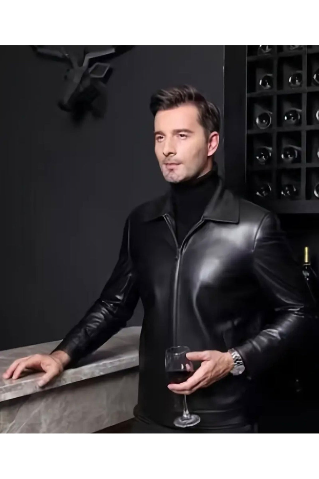 Hakiki Kalın Dana Derisi,Gömlek Yaka Mont Kaban