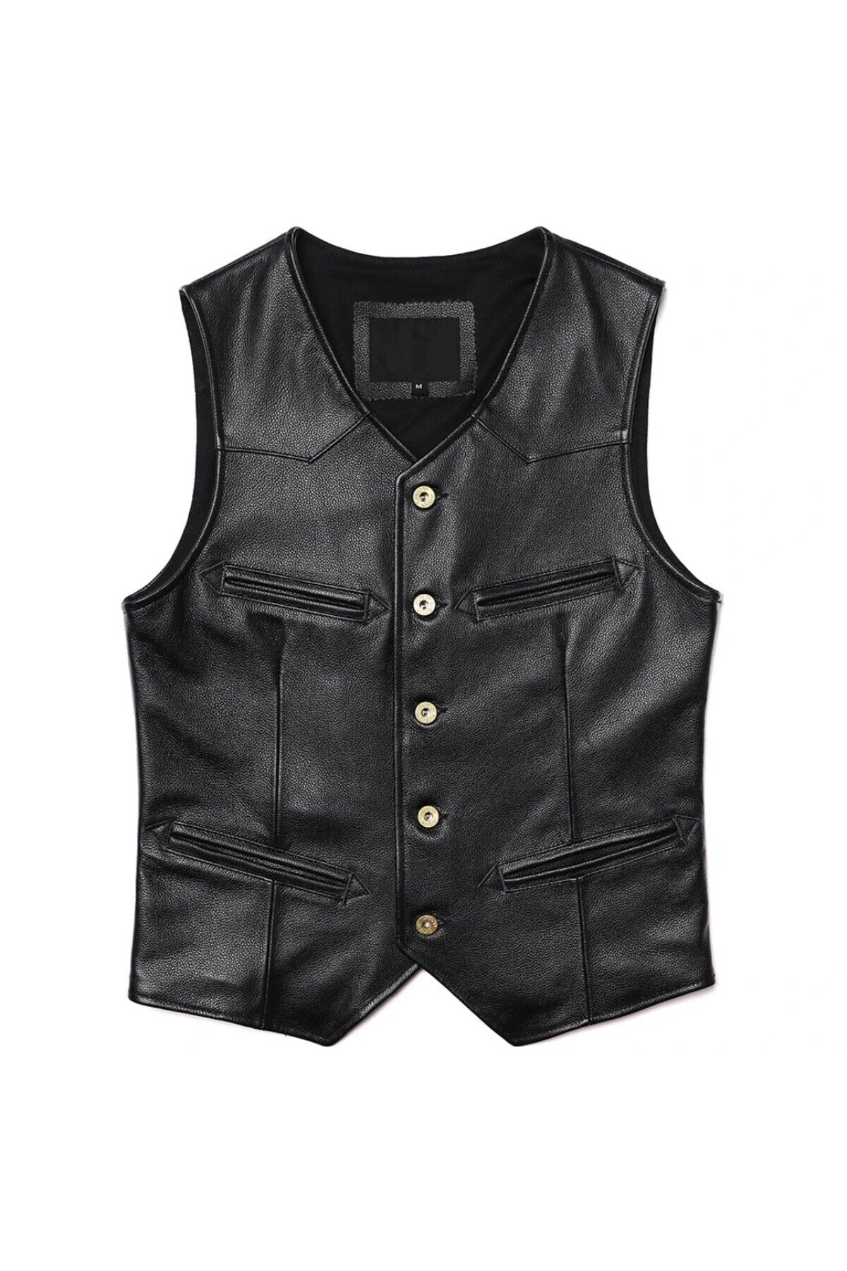 Vashion Hakiki deri siyah yelek