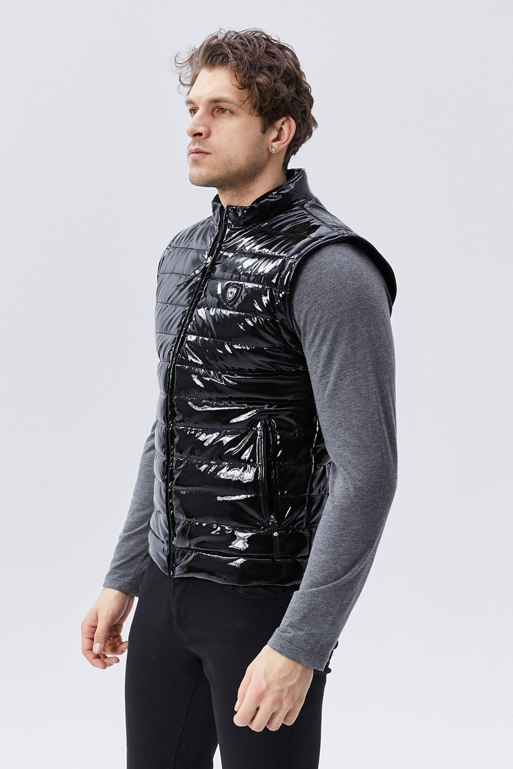 Rugan Deri Yelek Siyah Parlak Renk Erkek